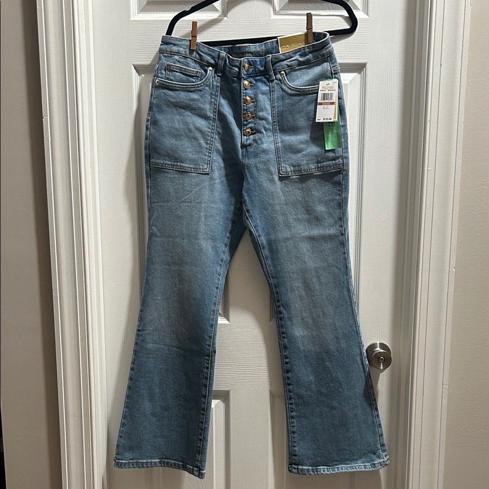 Michael Kors Blue Flare Wide Leg Jeans